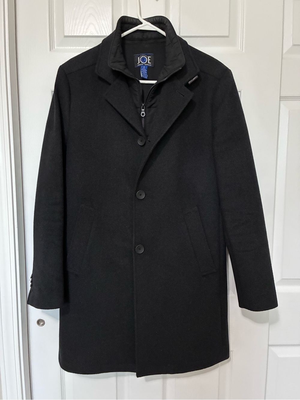 JOSEPH ABBOUD Top Coat Overcoat Wool Blend Black Men’s Sz S